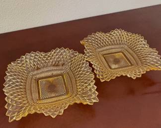 Amber Depression Glass Trinket Dishes 