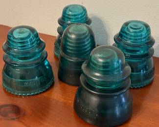 vintage Hemingray-42 glass electrical insulators.
