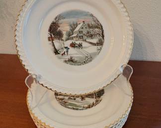 Harkerware Currier & Ives plate “old homestead”
