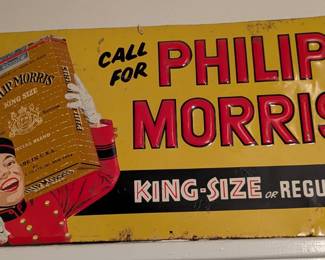 Vintage Metal Cigarette Sign Philip Morris