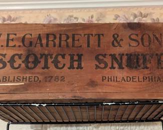 W E Garrett & Sons Scotch Snuff wood crate box