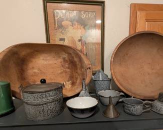 Dough Bowls, Vintage Enamel Ware