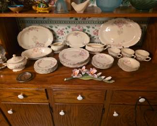 Homer Laughlin virginia rose china dish set.