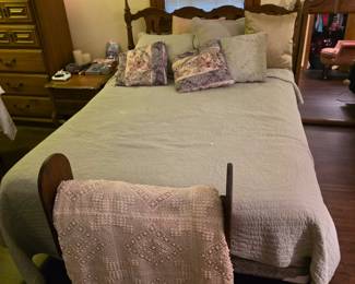 Queen size bed and frame.