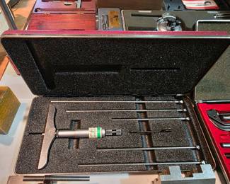 Starrett #445 Precision Depth Micrometer Set - 0”-6" - 3" Base - Ratchet thimble