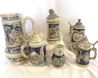German Beer Steins And Pitcher 