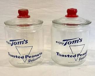 Toms Toasted Peanuts Glass Cannisters 