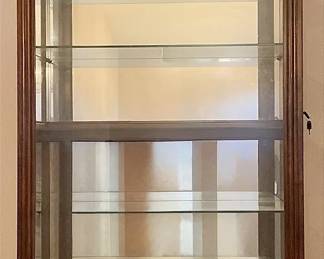 Lighted Cherry Wood Curio Cabinet