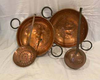 Copper Sieves And Utensils