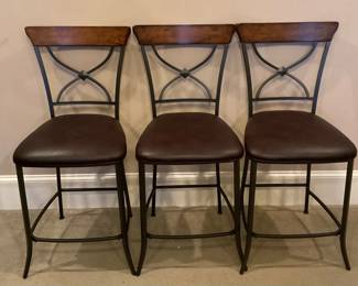 Brown And Black Upholstered Barstools