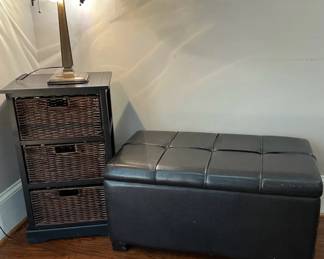 Wicker Ottoman Storage  Retro Lamp