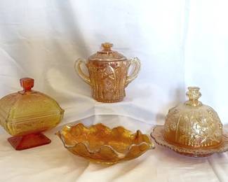 Amber Carnival Glass 