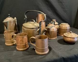 Copper Teapots Cups Containers 