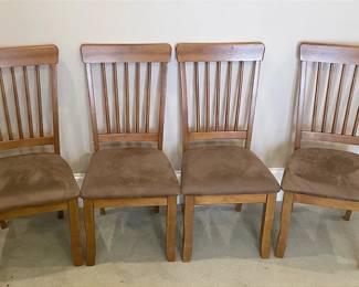 Set Of Brown UpholsteredWooden Chairs