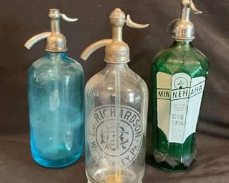Three Vintage Seltzer Bottles