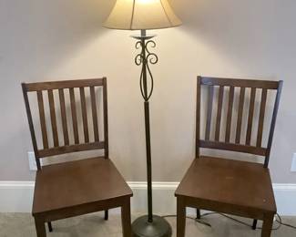 Brown Chairs And Lamp