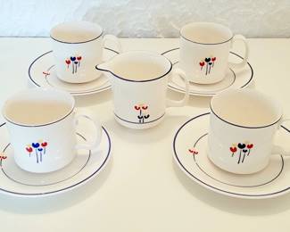 1970's 9 Piece Riva Design "Tulips" Set , Butter Dish also available