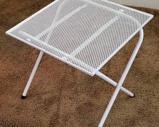 Sweet Little Vintage Lightweight White Metal Mesh Table - 16" W x 16"L x 16 1/2"H
