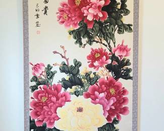 Oriental Painted Silk Banner