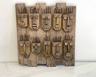 Lot 9841 Upcycled Faces Folk Art