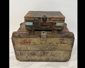 Lot 9924 Vintage Military Wooden Ammo Supply Boxes