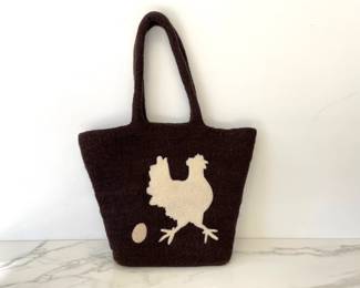 Lot 9843 HWD Felted Wool Chicken Egg Tote Bag