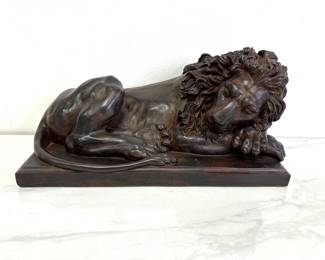Lot 9910 Sleeping Lion Cast Resin Sculpture
