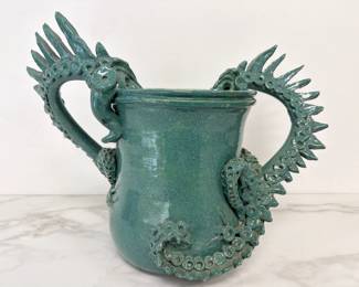 Lot 9838 Ben Watford Double Dragon Pottery Vase  New Bern, NC