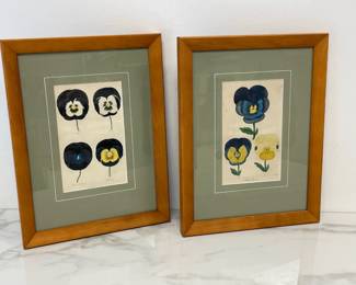 Lot 9806 Antique Botanical Lithograph Flowers Pansies Art Prints