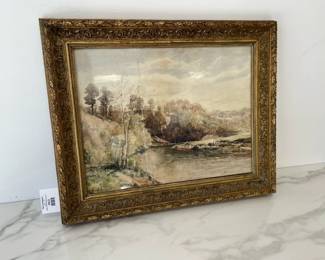 Lot 9812 Antique D. Kindleberger Signed Watercolor Art Landscape Painting