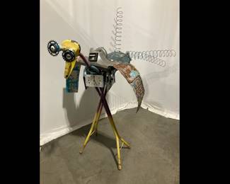 Lot 9899 Upcycled Folk Art Metal Bird Garden Sculpture