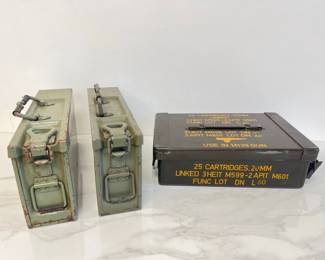 Lot 9923 Vintage Military Metal Ammo Boxes