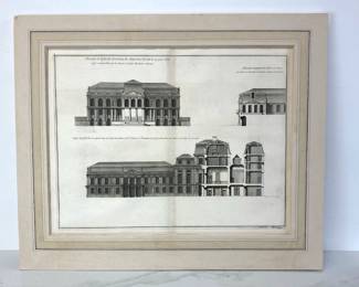 Lot 9822 Unframed Antique French Architectural Loose Arr Print Art