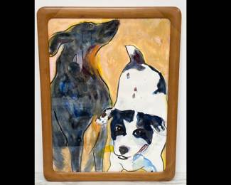 Lot 9873 Artist Signed Dog Painting
