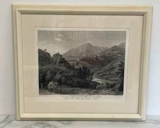 Lot 9870 Italian Engraved Print  Convent of St. Cosimato  Ancient Rome