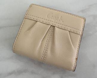 Lot 9957 Coach Small Pebble Leather Wallet  Almond