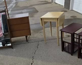 Vintage Dresser with Mirror, drop leaf Table And 2 End tables 