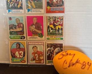 9 Redskins Vintage Collector Cards, Gary Clark Signed Football