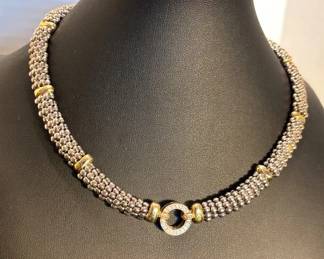 Lagos Sterling Diamond Caviar Necklace