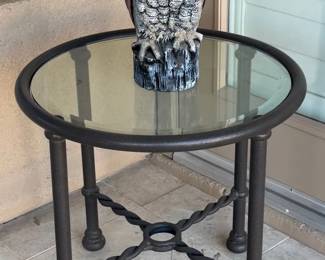 Glass Patio Table Owl Decor