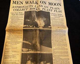 1969 New York Times Men Walk On Moon Newspaper