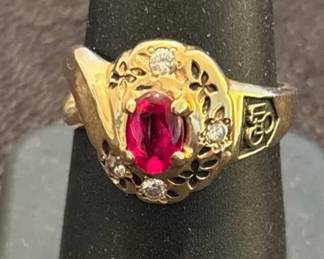 10k Gold, Diamond Ruby Ring