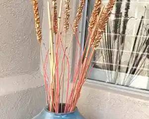 Blue Pottery Vase With Stems