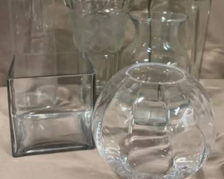 Assortment of Clear Glass Vases 