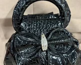 Unique Black Small Bag With Bow