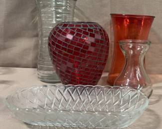 Red Clear Vases 