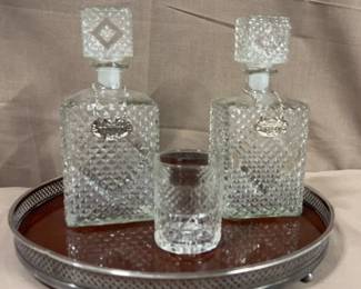 Drinks On Me 2 Bar Decanters  Tray