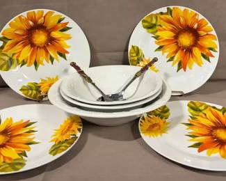 Sunflower Plates Serving Bowls 