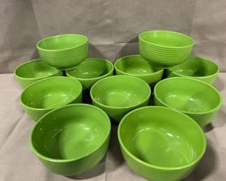 Large Collection Of Green Ceramic Bowls