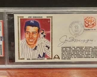JOE DIMAGGIO SIGNED FIRST DAY COVER. PSA